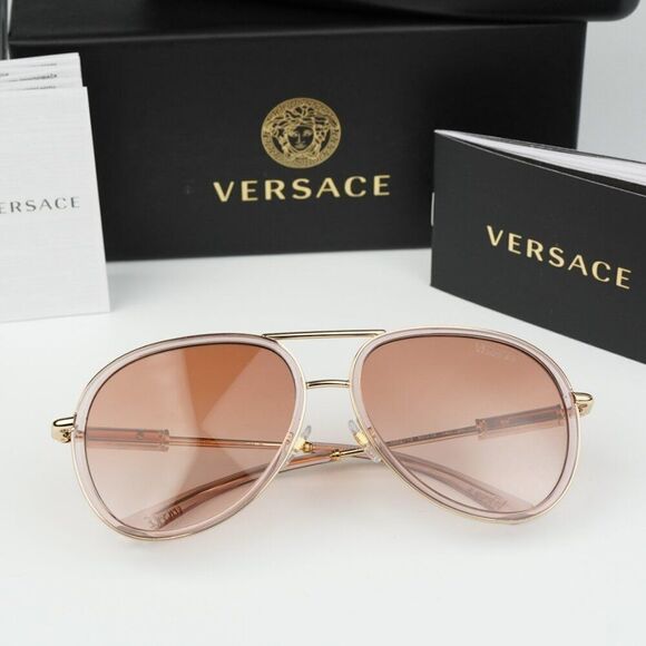 NEW Versace VE2260 MEDUSA ROLLER 100213 Brown Gradient Pilot Unisex Sunglasses